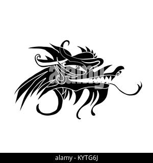 Evil dragon head. Artwork inspired with traditional Chinese and Japanese dragon arts. Stock Vector