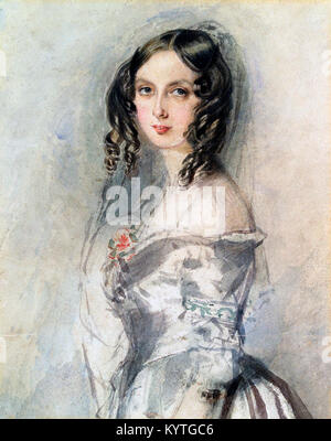 Ada Lovelace. Augusta Ada King-Noel, Countess of Lovelace (nee Byron; 1815-1852), an English mathematician and writer, chiefly known for her work on Charles Babbage's early mechanical general-purpose computer, the Analytical Engine. Portrait c.1835. Stock Photo