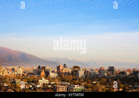 Skyline of office buildings in the wealthy district of Providencia in Santiago de Chile Stock Photo