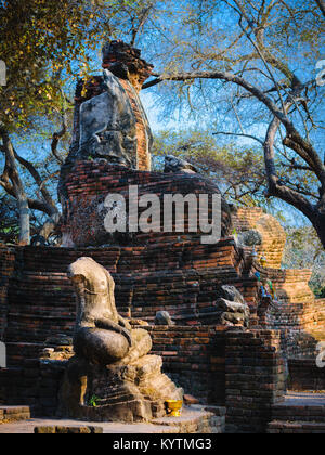 Damaged statues of Buddha in Wat Phra Si Sanphet, Ayutthaya, Thailand. Stock Photo