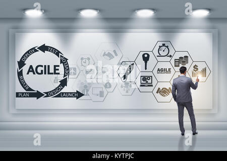 Businessman in agile software development concept Stock Photo