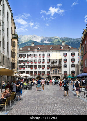 The Golden Roof, Goldenes Dachl, old town in sunny summer day.  Innsbruck, Austria. Stock Photo