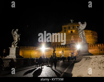 Rome: St Angelo Castle by night Stock Photo