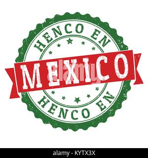 Henco en Mexico (made in Mexico) grunge rubber stamp on white ( in spanish language), vector illustration Stock Vector