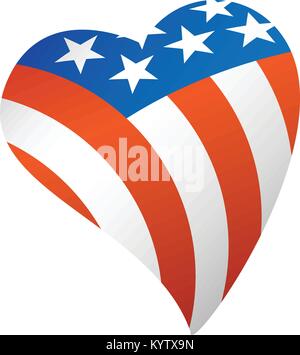 Patriotic American Flag USA Heart Vector Illustration Stock Vector