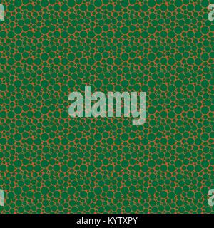Seamless vector pattern with many green circles over orange background Stock Vector