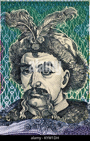Bohdan Khmelnytsky portrait from old Ukrainian money Stock Photo