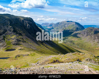 Ennerdale in the Lake District National Park, Scarth Gap and High Crag across the valley, Kirk Fell on left of picture Stock Photo