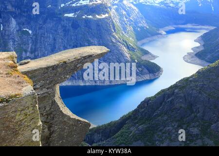 Troll Rocks Noway Norway tourism attraction - Trolltunga (Troll's Tongue) rock in ...