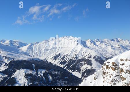 Bad Hofgastein ski resort in Austria. Snow in Alps - Hohe Tauern range in winter. Stock Photo