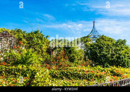 A park of Trinidad Cuba, sunny day, beautiful buildings- Stock Photo