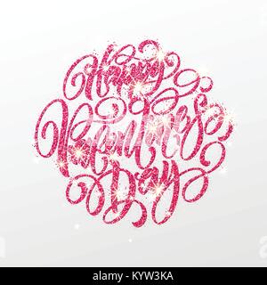 Festive sparkle layout template design Glitter Lettering Happy Valentine day card. Vector illustration Stock Vector