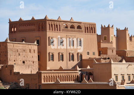 Kasbah restored as a hotel, in the village of Nkob, south of Morocco Stock Photo