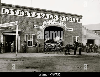 Washington, D.C. John C. Howard's stable on G Street between 6th and 7th (where John H. Surratt kept horses before leaving town on April 1, 1865 Stock Photo