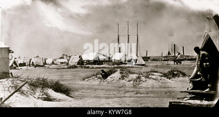 Morris Island, South Carolina. July or August 1863. Unidentified camp Stock Photo