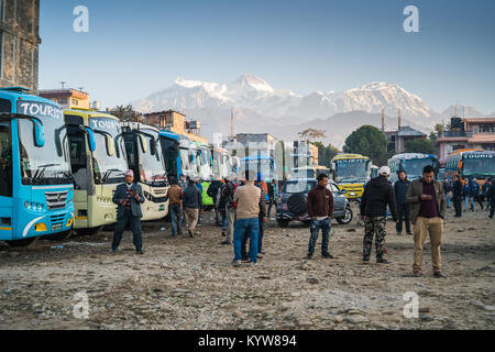 Bus station, Pokhara, Nepal, Asia Stock Photo