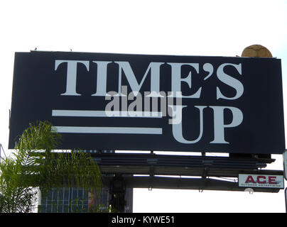 Los Angeles, USA. 14th Jan, 2018. LOS ANGELES, CA - JANUARY 16: A general view of atmosphere of Times Up billboard on Sunset Blvd in Los Angeles, California. Credit: Barry King/Alamy Live News