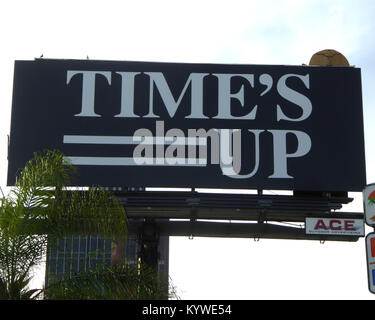 Los Angeles, USA. 14th Jan, 2018. LOS ANGELES, CA - JANUARY 16: A general view of atmosphere of Times Up billboard on Sunset Blvd in Los Angeles, California. Credit: Barry King/Alamy Live News