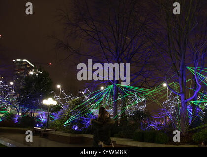 London, UK. 16th Jan, 2018. Showcasing artists from around the world, with an emphasis on cutting edge technology, Winter Lights takes place throughout Canary Wharf. Apparatus Florius, Westferry Circus. Credit: Carol Moir/ Alamy Live News. Stock Photo