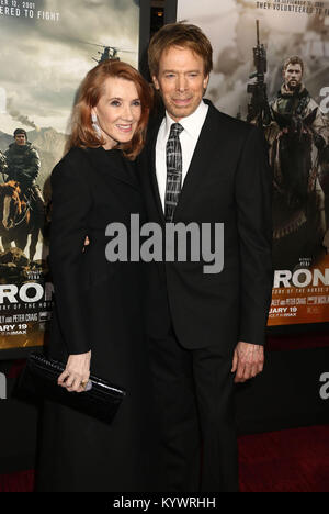 New York City, New York, USA. 16th Jan, 2018. Producer JERRY BRUCKHEIMER and his wife LINDA BRUCKHEIMER attend the world premiere of '12 Strong' held at Jazz at Lincoln Center's Frederick P. Rose Hall. Credit: Nancy Kaszerman/ZUMA Wire/Alamy Live News Stock Photo