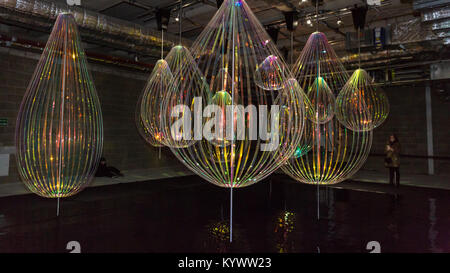 Canary Wharf, London, 16th Jan 2018. The Reflecting Holons installation by Michiel Martens and Jetske Visser. Winter Lights 2018 at Canary Wharf opens to the public. The free exhibition includes over 30 sculptures, structures and installations, some interactive from innovative light artists. Credit: Imageplotter News and Sports/Alamy Live News Stock Photo