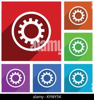 Gear vector icons. Flat design colorful illustrations for web designers and mobile applications in eps 10 Stock Vector