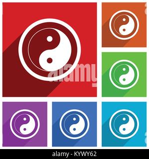 Ying yang vector icons. Flat design colorful illustrations for web designers and mobile applications in eps 10 Stock Vector