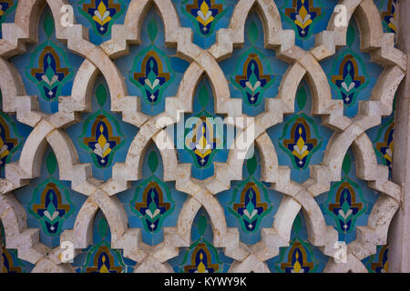 Moroccan mosaic tile, ceramic decoration of Hassan II Mosque, Casablanca, Morocco Stock Photo