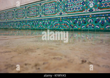 Moroccan mosaic tile, ceramic decoration of Hassan II Mosque, Casablanca, Morocco Stock Photo