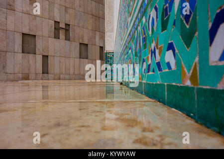 Moroccan mosaic tile, ceramic decoration of Hassan II Mosque, Casablanca, Morocco Stock Photo