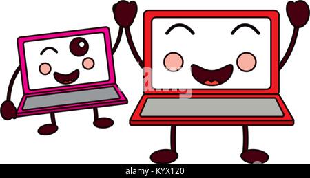 laptops kawaii icon image  Stock Vector