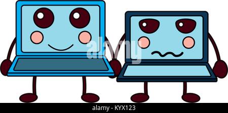 laptops kawaii icon image  Stock Vector