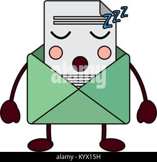 kawaii email envelope letter message cartoon Stock Vector