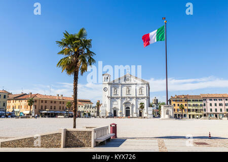 The Piazza Grande in Palmanova, Italy, with the Chiesa del Santissimo Redentore or Duomo. A World Heritage Site since 2017 as part of the Venetian Wor Stock Photo
