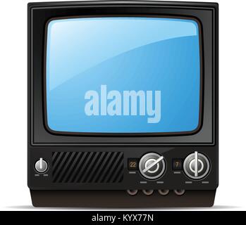 Retro tv set with blank screen  - vintage television, front view Stock Vector