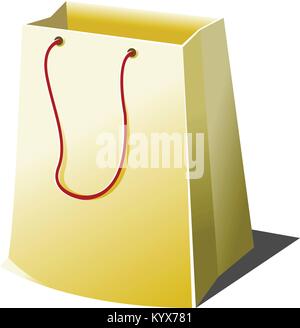 Empty paper shopping bag with rope handles on white background Stock Vector