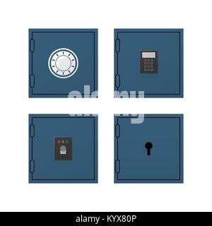 Set of safe doors with different kind of protection Stock Vector