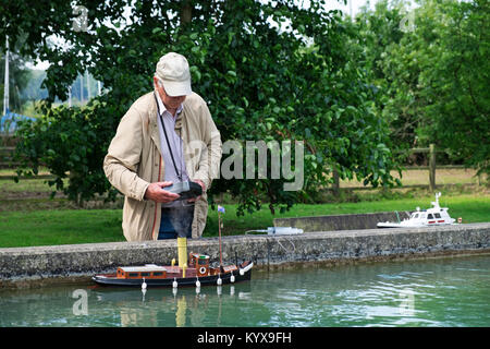 Model boat enthusiast Woodbridge Suffolk Stock Photo