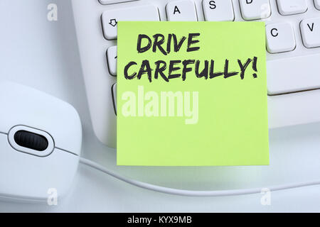Drive carefully driving car accident traffic business concept mouse computer keyboard Stock Photo