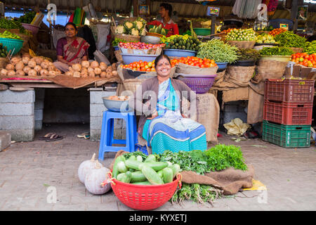 India, Karnataka, , Belur, Market Stock Photo