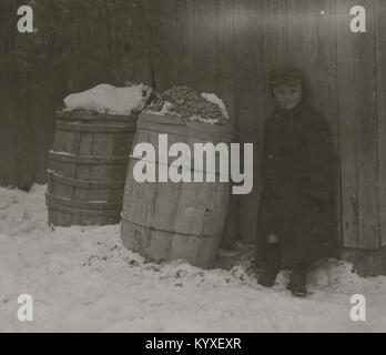 Cold Comfort in zero weather. New Bedford Mill settlement near Wamsutta Mill. Stock Photo