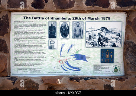 Battle of Khambula, 29th March 1879. Plaque on wall of British cemetery, Kambula, KwaZulu-Natal, South Africa. Stock Photo