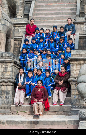 school excursions, Durbar square, Bhaktapur, Nepal, Asia. Stock Photo