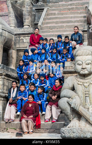 school excursions, Durbar square, Bhaktapur, Nepal, Asia. Stock Photo