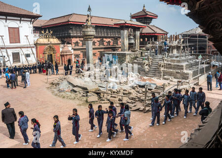 school excursions, Durbar square, Bhaktapur, Nepal, Asia. Stock Photo