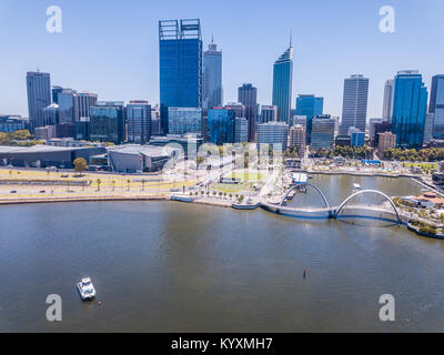 Elizabeth Quay, Perth, Western Australia, including the swan river in the foreground Stock Photo