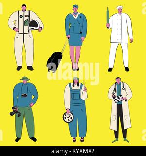Vector illustration set of people of different professions Stock Vector