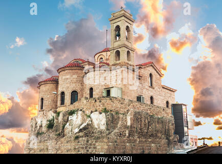 View of the Orthodox Church of Panagia Theoskepasti seventh century, Paphos, Cyprus. Stock Photo