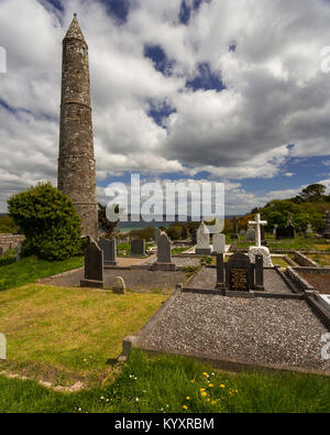The historical round tower at Ardmore on the south coast of Ireland Stock Photo