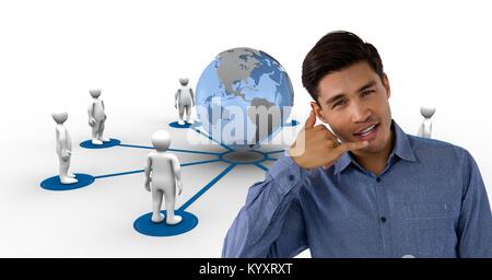 man smiling with ring me sign Stock Photo - Alamy